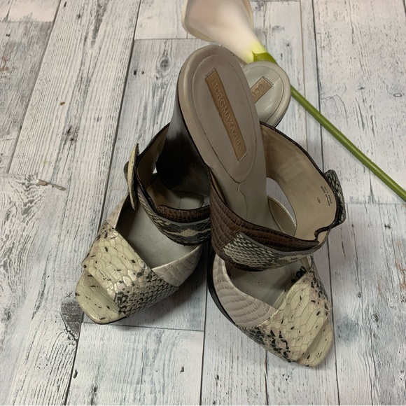 BCBG MAXAZRIA LEATHER SNAKE PRINT PLATFORM HEELS SANDALS SZ 10 - Picture 9 of 12